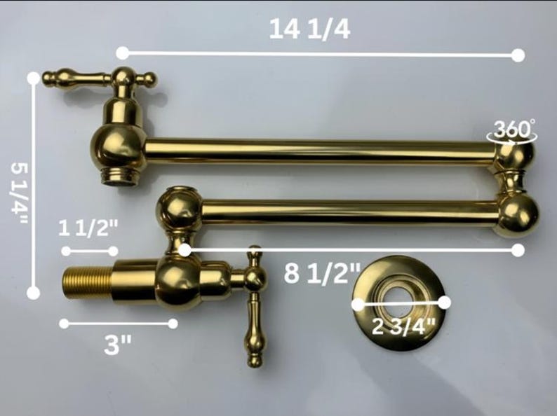 Luxury Unlacquered Brass Wall Pot Filler Faucet