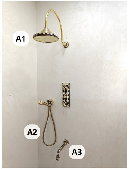 Handcrafted Inlaid Brass Shower System