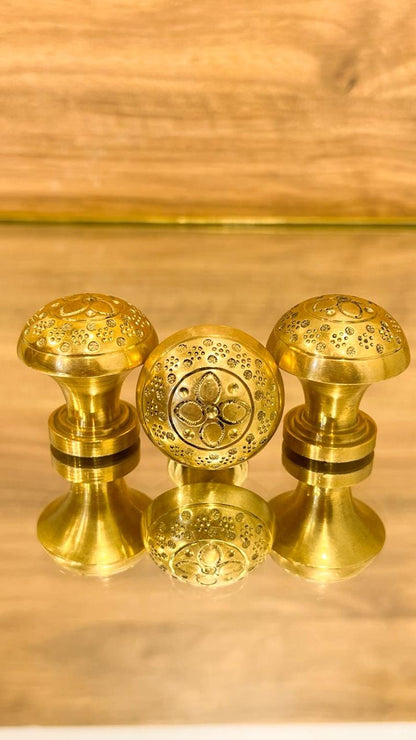 Brass Ball Cabinet Knobs Engraved Drawer Pulls Handles