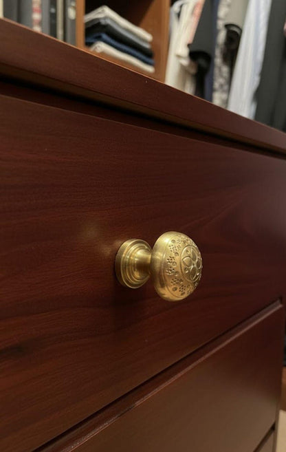 Brass Ball Cabinet Knobs Engraved Drawer Pulls Handles