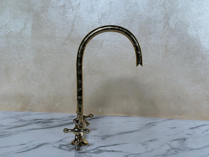 Artisan Engraved Brass Tall Vessel Faucet