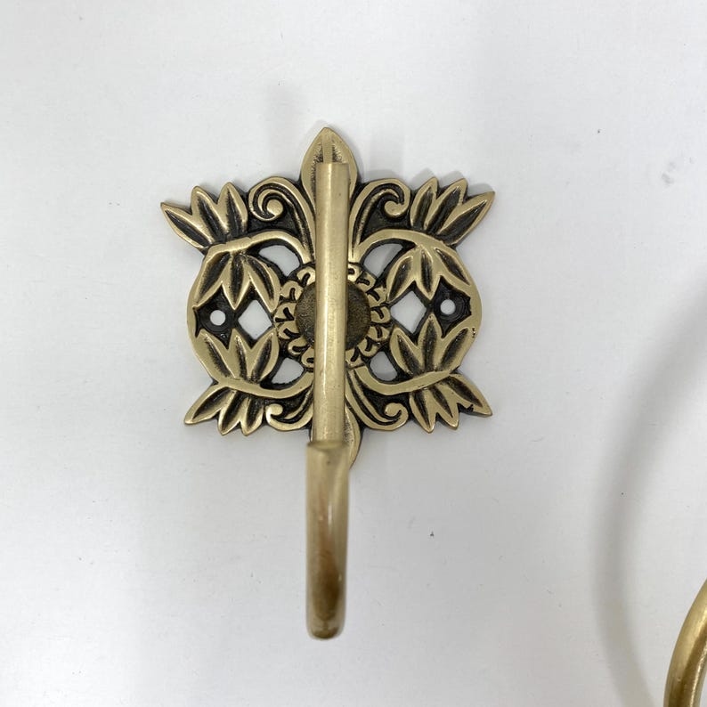 Antique Brass Bathroom Accessories Floral Filigree Towel Ring, Robe Hook, Toilet Roll Holder