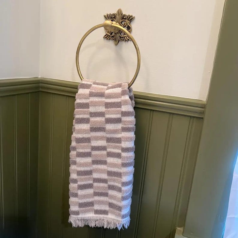 Antique Brass Bathroom Accessories Floral Filigree Towel Ring, Robe Hook, Toilet Roll Holder
