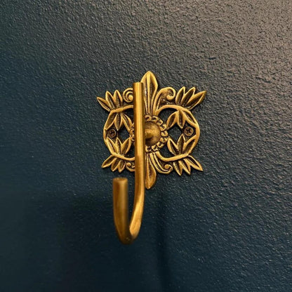 Antique Brass Bathroom Accessories Floral Filigree Towel Ring, Robe Hook, Toilet Roll Holder