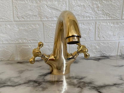 Unlacquered Brass Faucet with Simple Cross Handle