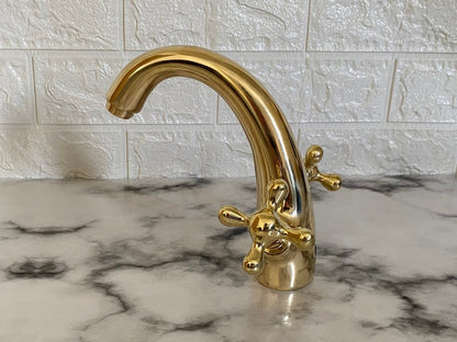 Unlacquered Brass Faucet with Simple Cross Handle