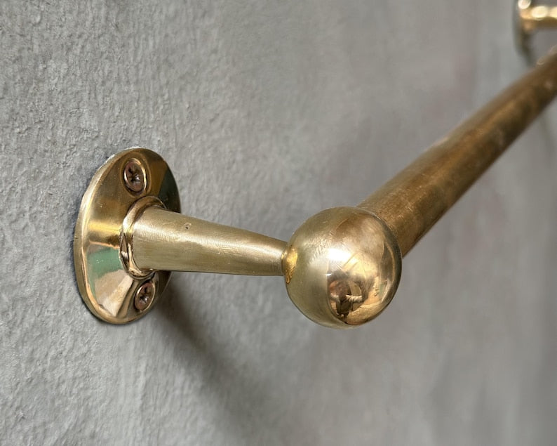 Handcrafted Unlacquered Brass Towel Bar