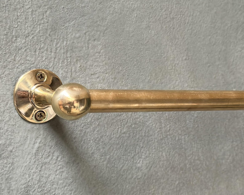 Handcrafted Unlacquered Brass Towel Bar