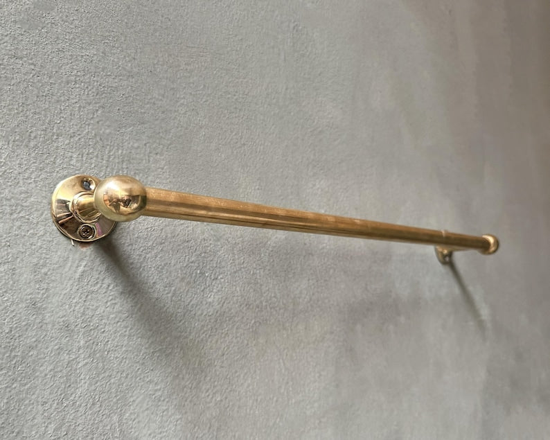 Handcrafted Unlacquered Brass Towel Bar