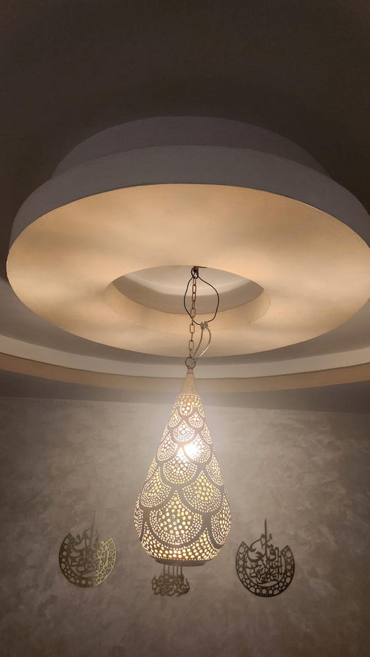 Moroccan Brass Ceiling Light – Handmade Boho Pendant Lamp