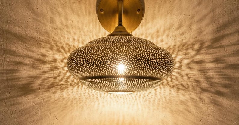 Handmade Moroccan Brass Wall Sconce Boho Home Lighting