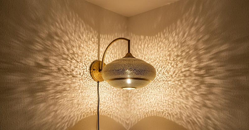 Handmade Moroccan Brass Wall Sconce Boho Home Lighting