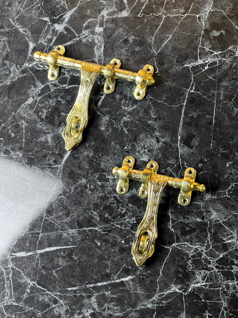 Vintage Brass Sliding Bolt Door Lock
