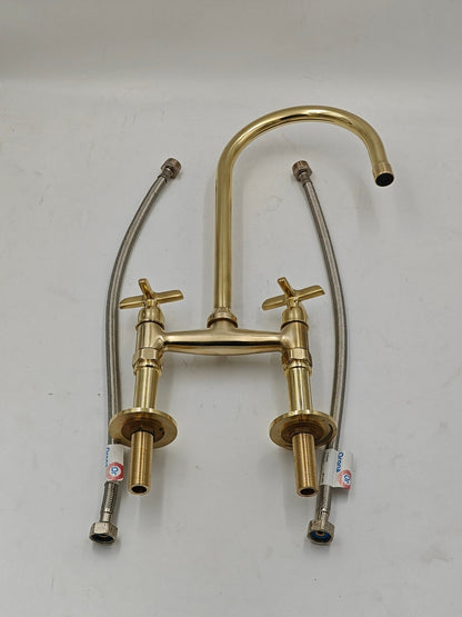 Polished Brass Swan Neck Vanity Tap