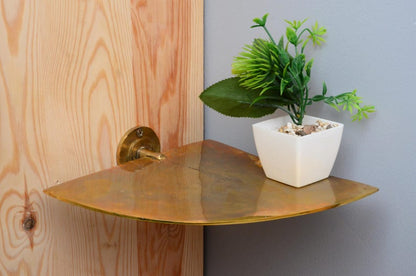 Living Finish Solid Brass Corner Shelf