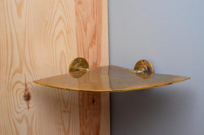 Living Finish Solid Brass Corner Shelf