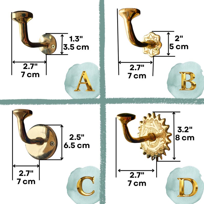 Handcrafted Solid Brass Wall Hooks Decorative & Timeless Design