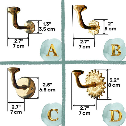 Handcrafted Solid Brass Wall Hooks Decorative & Timeless Design