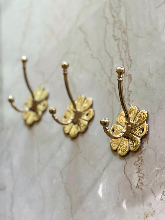 Handmade Unlacquered Brass Wall Hooks