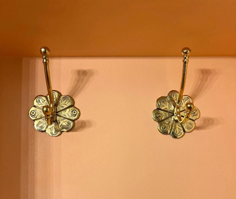 Handmade Unlacquered Brass Wall Hooks