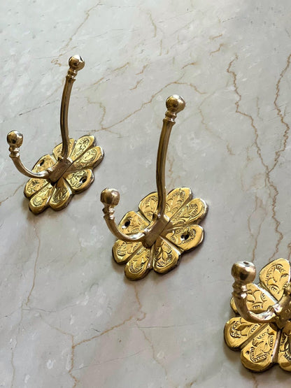 Handmade Unlacquered Brass Wall Hooks