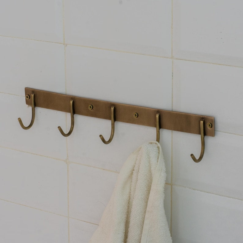 Luxury Solid Brass Hooks Rail Wall Mounted Coat & Towel Rack