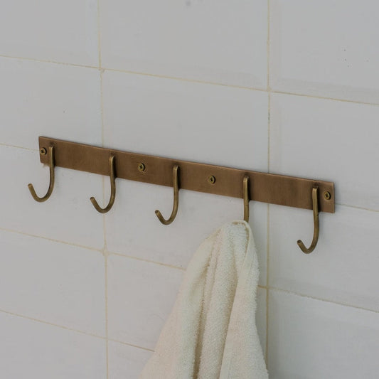 Luxury Solid Brass Hooks Rail Wall Mounted Coat & Towel Rack