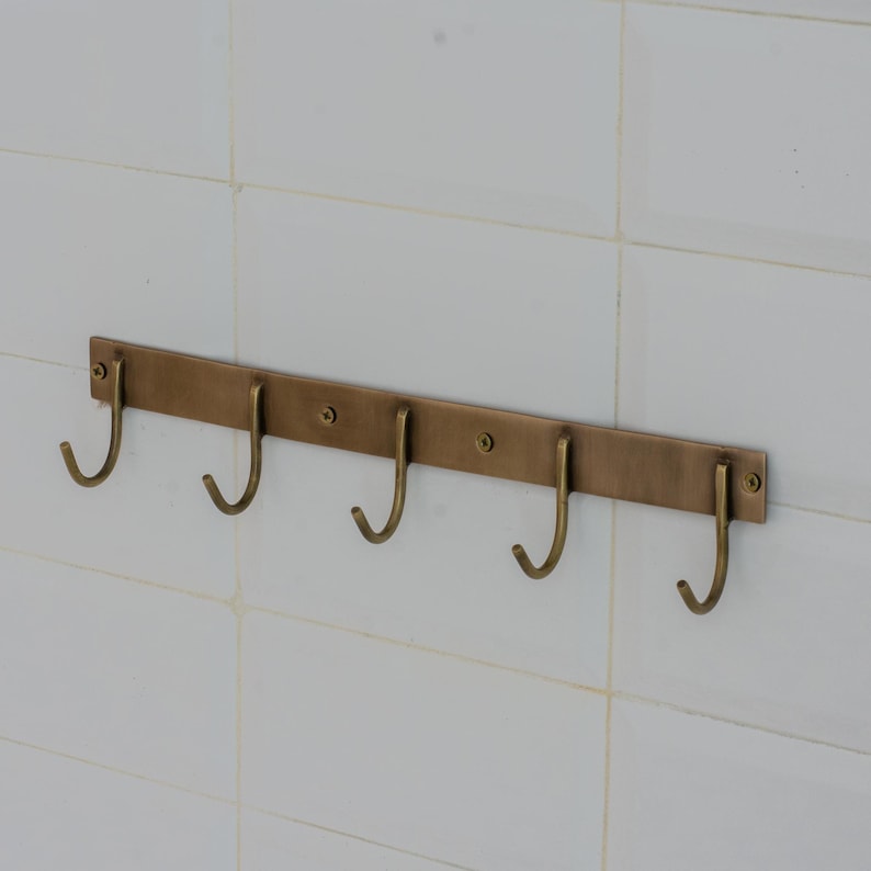 Luxury Solid Brass Hooks Rail Wall Mounted Coat & Towel Rack