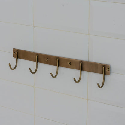 Luxury Solid Brass Hooks Rail Wall Mounted Coat & Towel Rack