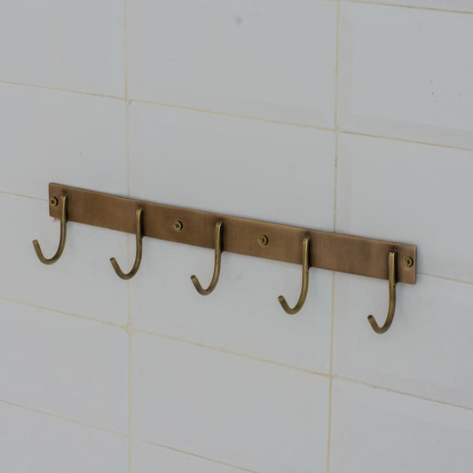 Luxury Solid Brass Hooks Rail Wall Mounted Coat & Towel Rack