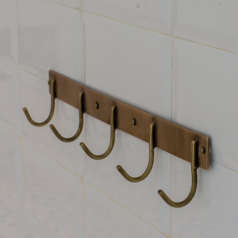 Luxury Solid Brass Hooks Rail Wall Mounted Coat & Towel Rack