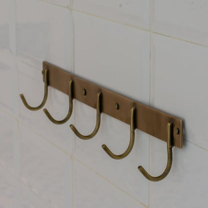 Luxury Solid Brass Hooks Rail Wall Mounted Coat & Towel Rack