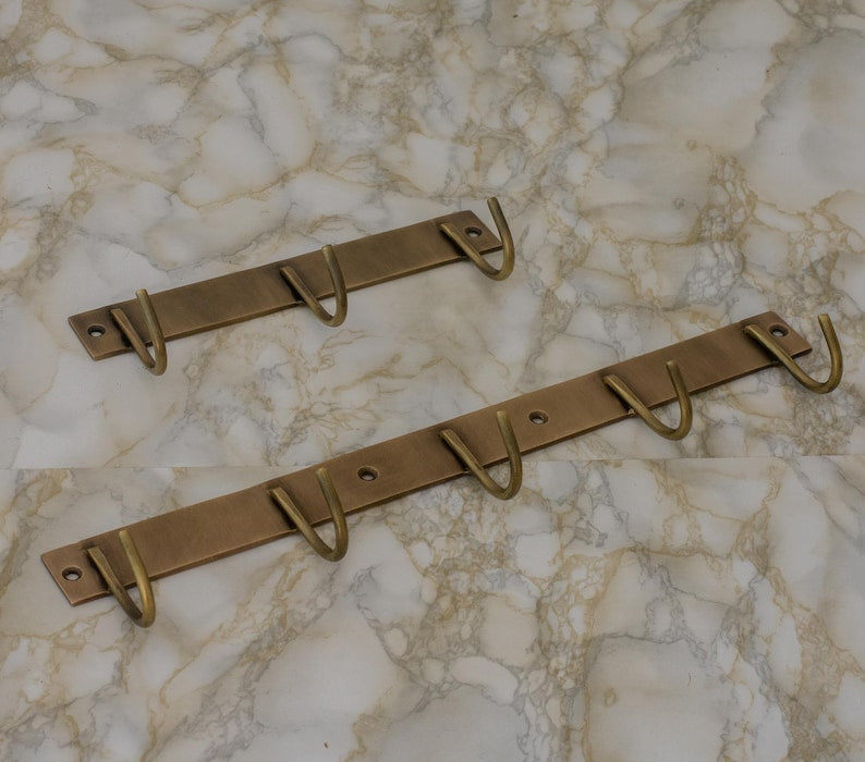 Luxury Solid Brass Hooks Rail Wall Mounted Coat & Towel Rack