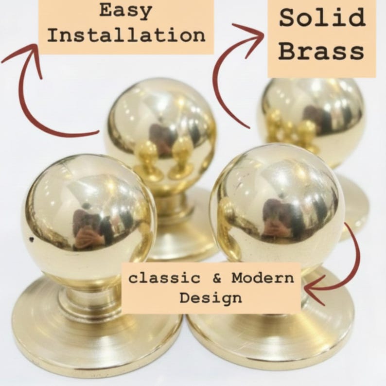 Unlacquered Brass Ball Cabinet Knobs Drawer Brass Knobs