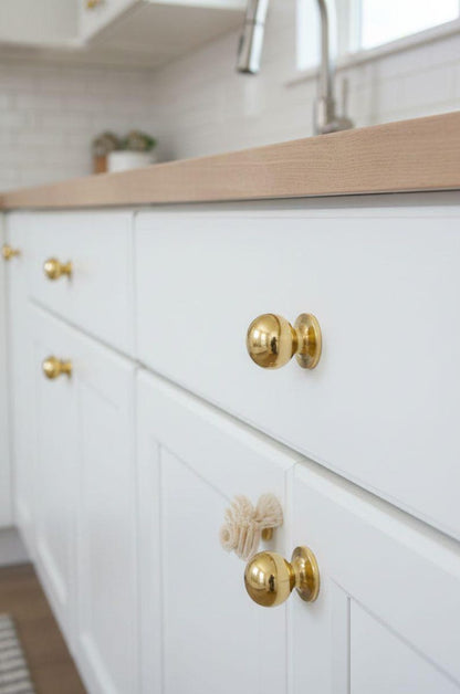 Unlacquered Brass Ball Cabinet Knobs Drawer Brass Knobs