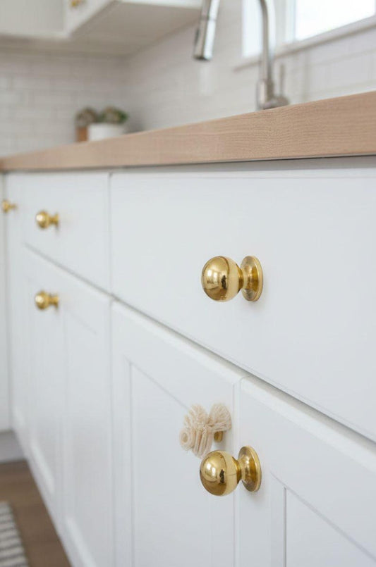 Unlacquered Brass Ball Cabinet Knobs Drawer Brass Knobs