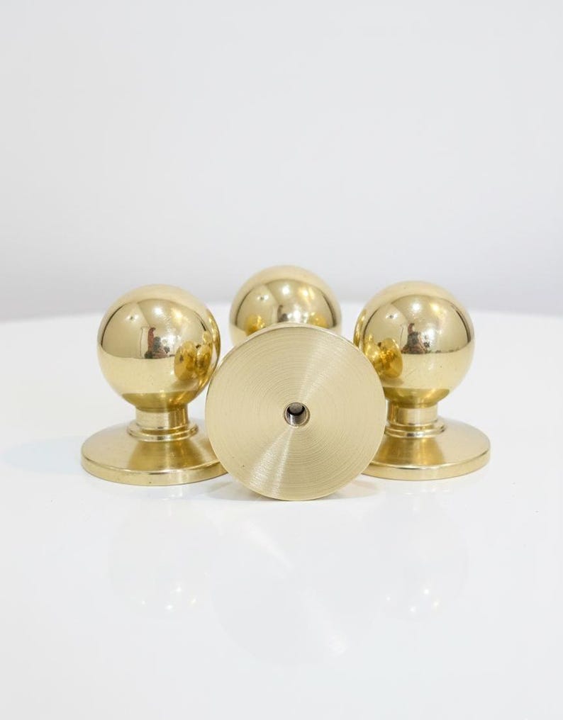 Unlacquered Brass Ball Cabinet Knobs Drawer Brass Knobs
