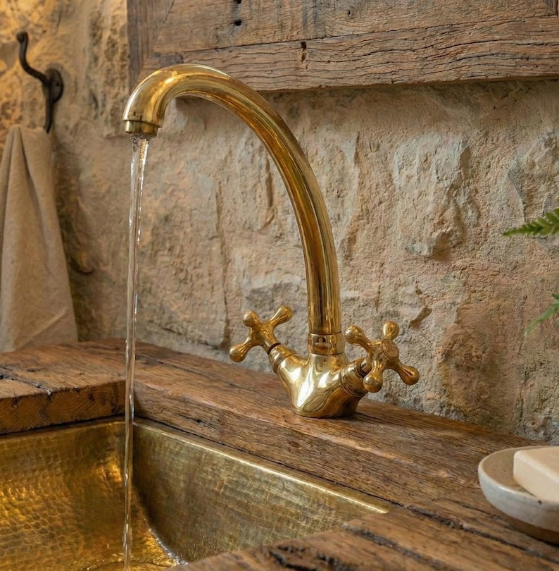 Moroccan Cross-Handle Brass Faucet