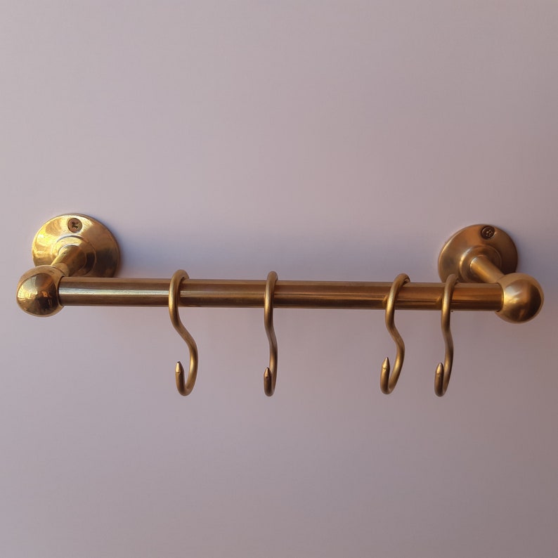Handcrafted Unlacquered Brass Pot Rack
