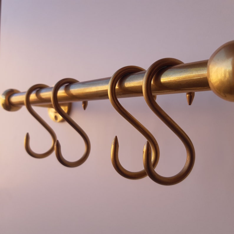 Handcrafted Unlacquered Brass Pot Rack