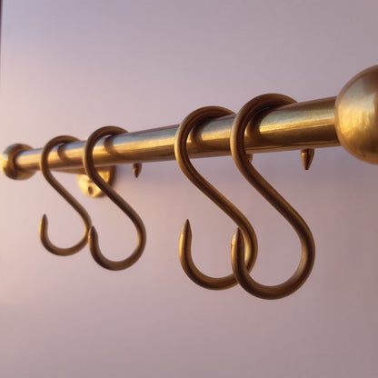 Handcrafted Unlacquered Brass Pot Rack