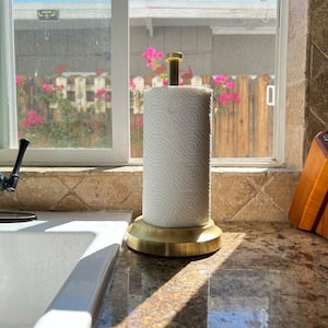 Unlacquered Brass Standing Paper Towel Holder