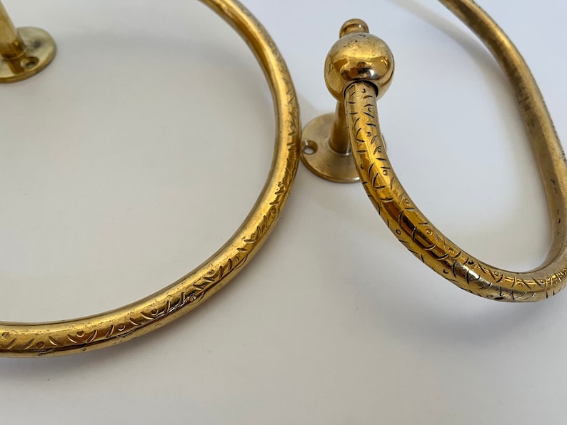 Handmade Brass Toilet Paper Holder & Towel Ring