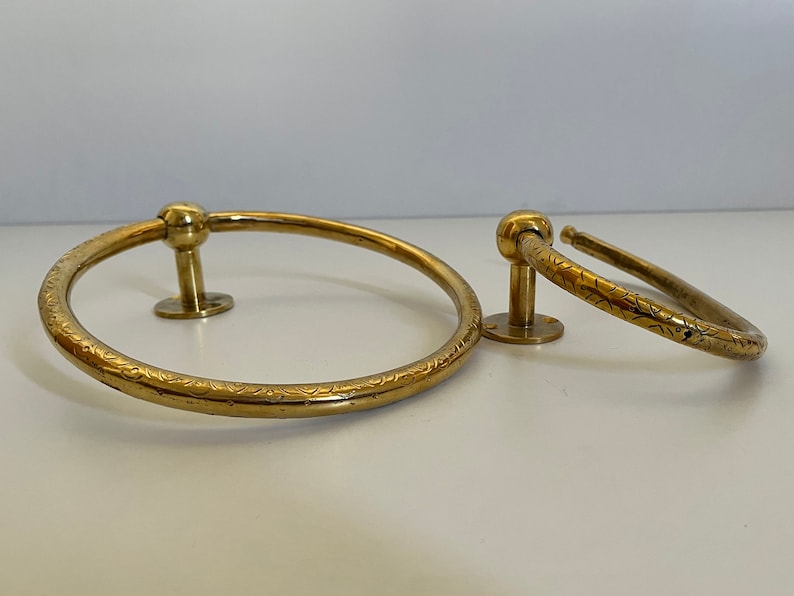 Handmade Brass Toilet Paper Holder & Towel Ring