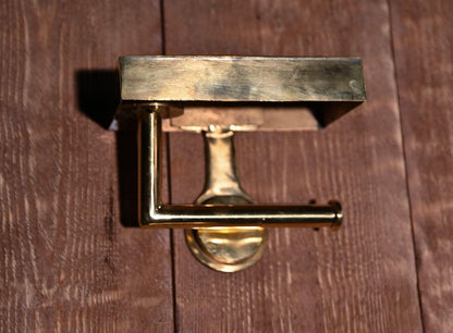 Handmade Solid Brass Toilet Paper Holder with Shelf