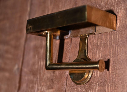 Handmade Solid Brass Toilet Paper Holder with Shelf