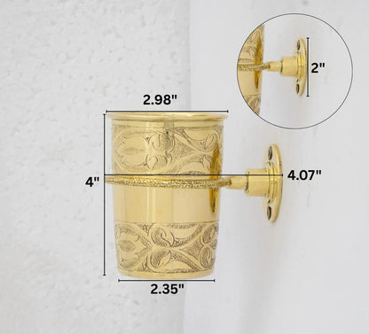 Brass Wall-Mounted Toothbrush Holder for Bathroom Cup