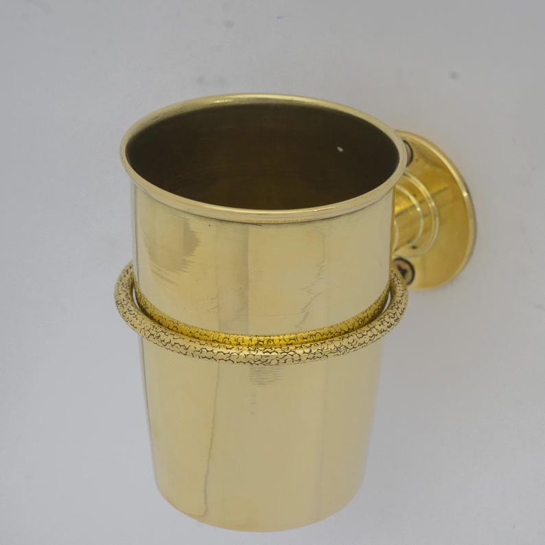 Brass Wall-Mounted Toothbrush Holder for Bathroom Cup