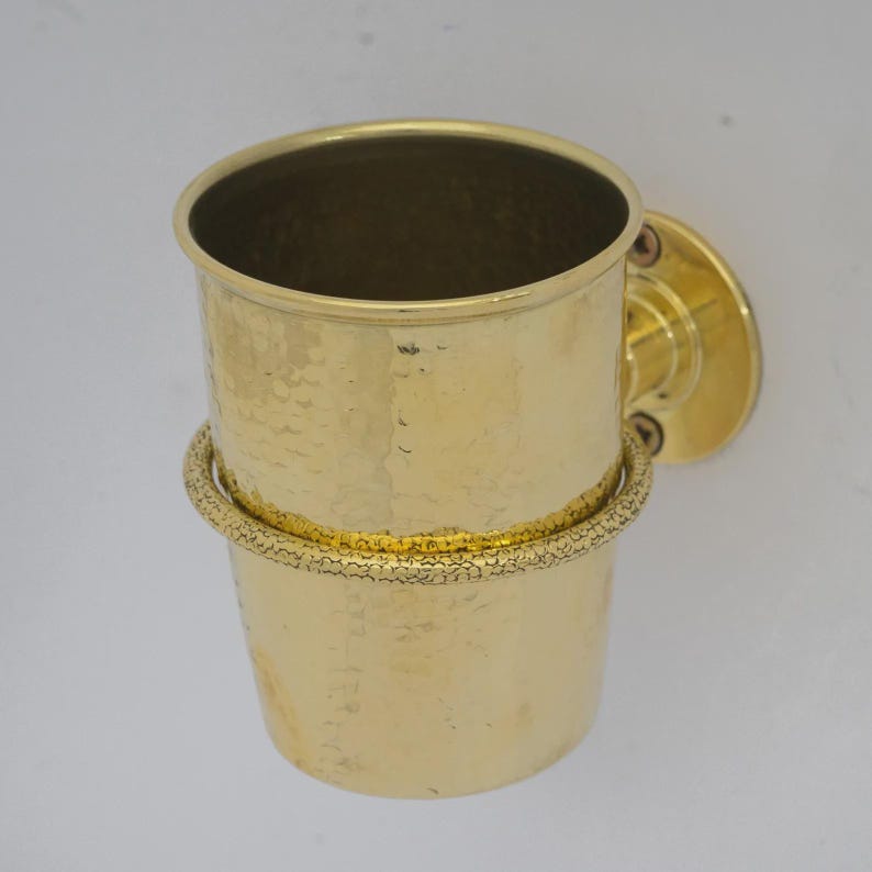 Brass Wall-Mounted Toothbrush Holder for Bathroom Cup