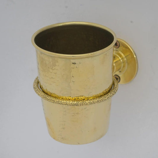 Brass Wall-Mounted Toothbrush Holder for Bathroom Cup